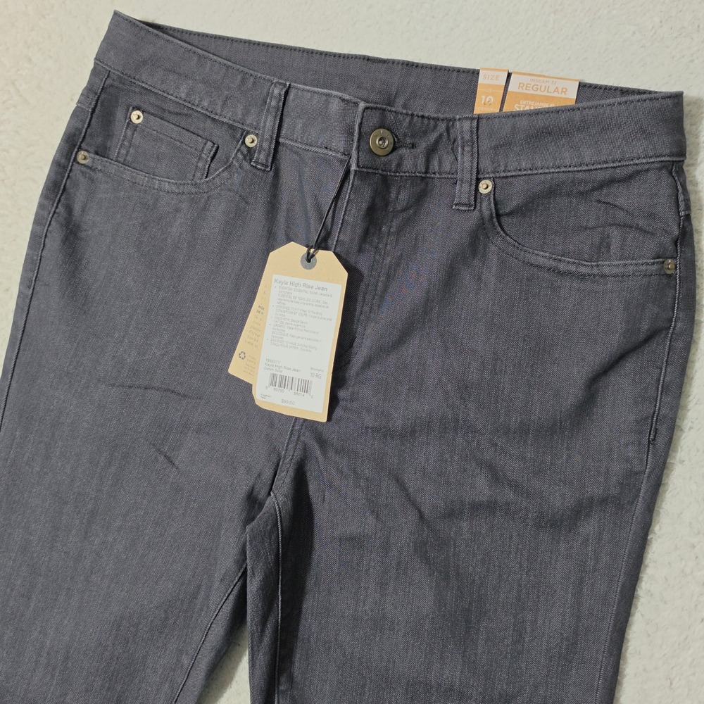 NEW Prana Kayla High Rise Jean Womens‎ 30/32 Grey Stretch Denim Solid 10 RG